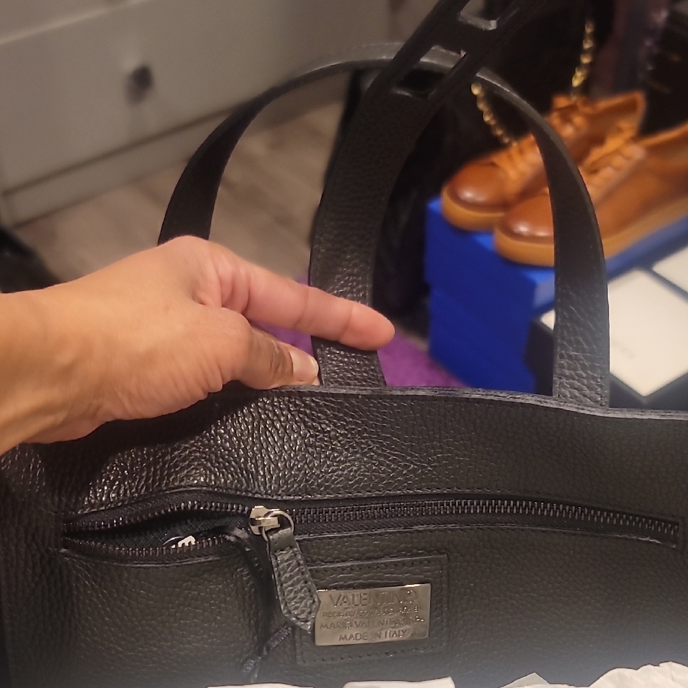 Valentino Men's Embossed Black Leather Briefcase - Picture 8 of 8